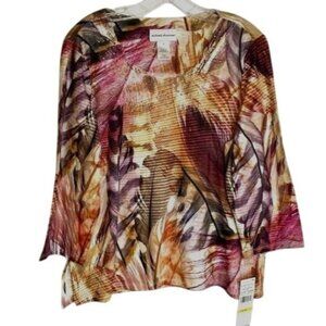 Alfred Dunner Feather Print w/Lace & Stud/Rhinestone Details MEDIUM (6767)